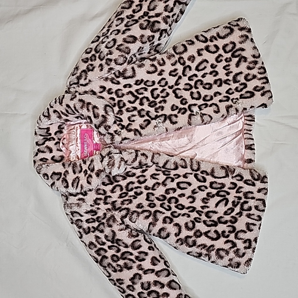 Hawke & Co. Toddler Girl Size 2T Leopard Print Pea Faux Fur Coat